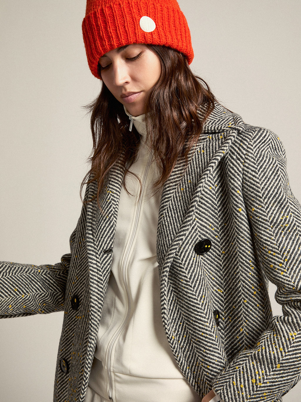 Women's long grey wool coat| Golden Goose