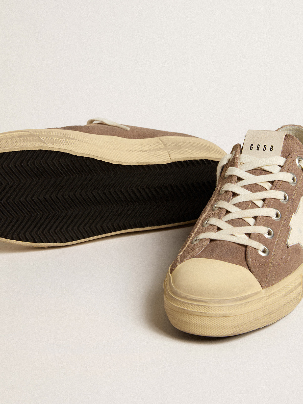 V-Star in dove-gray suede with white nappa leather star| Golden Goose