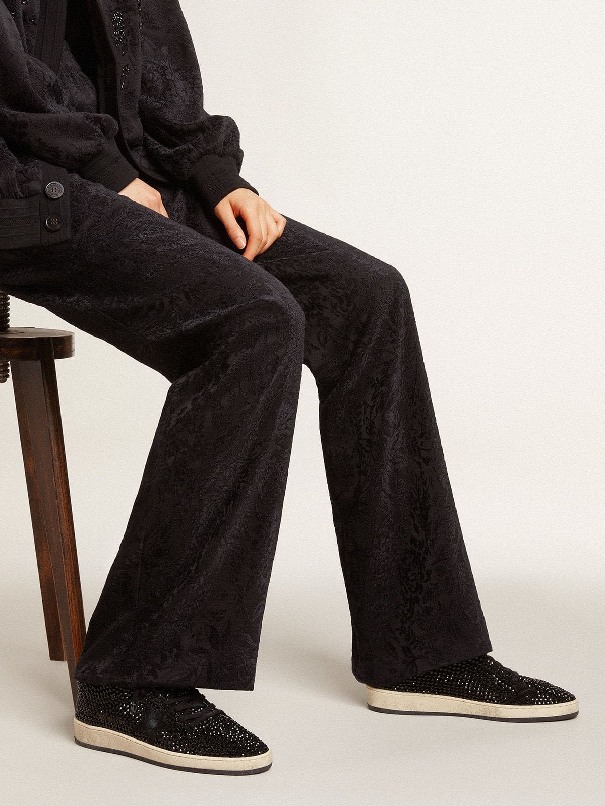 Ball Star in suede with black Swarovski crystals and black suede star| Golden Goose