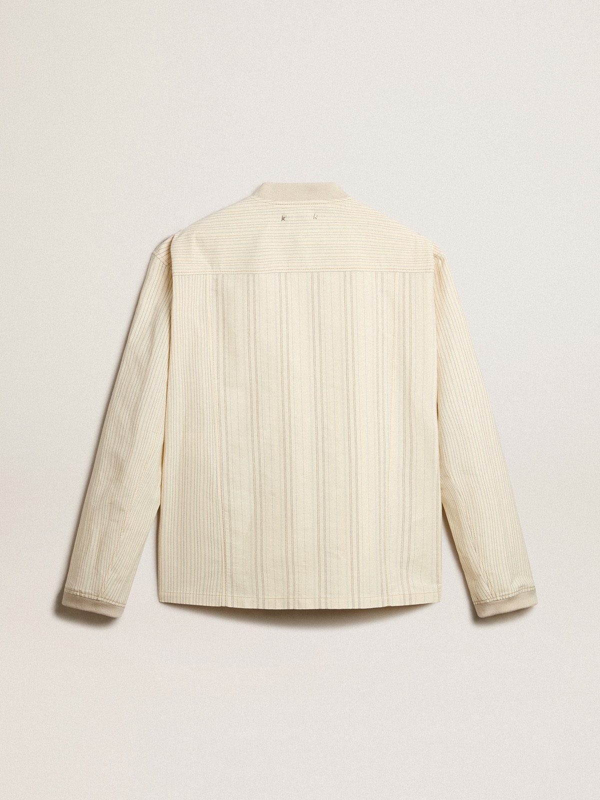 Ecru-colored cotton jacket with zip fastening