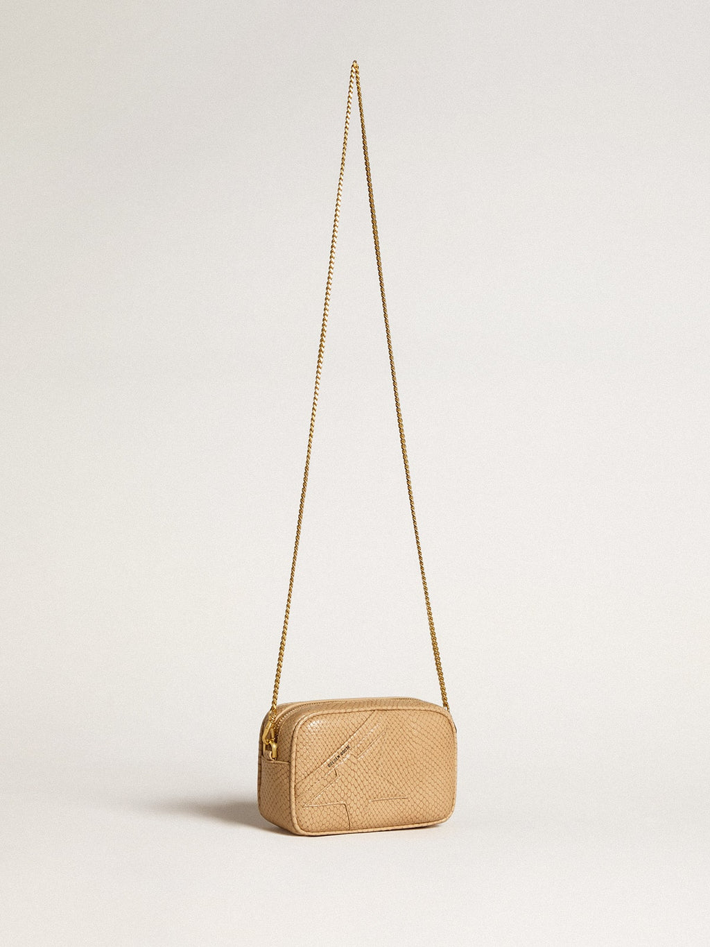 Mini Star Bag in beige snake-print leather| Golden Goose