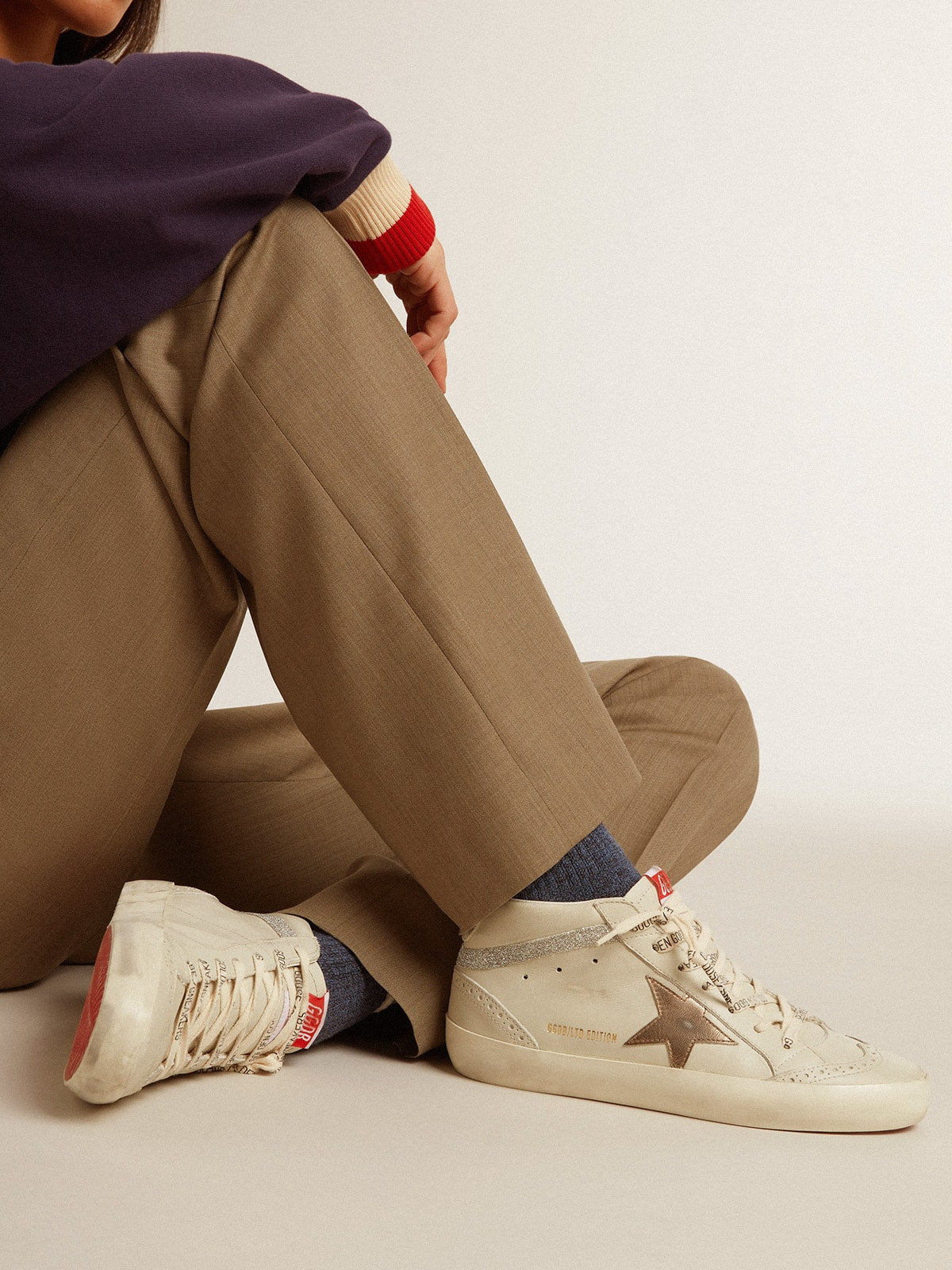 Women's Mid Star LTD with bronze leather star and Swarovski crystal flash| Golden Goose
