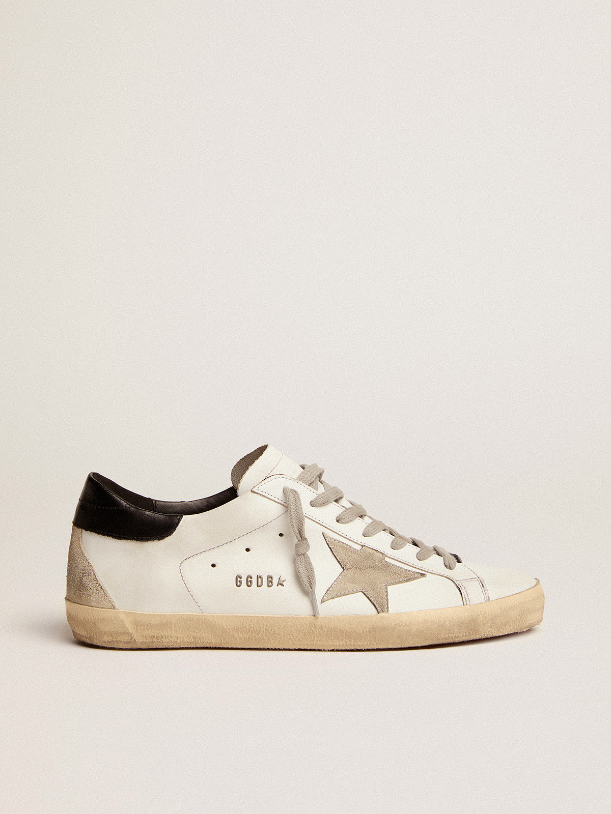 Men's Super-Star with black heel tab and metal stud lettering| Golden Goose