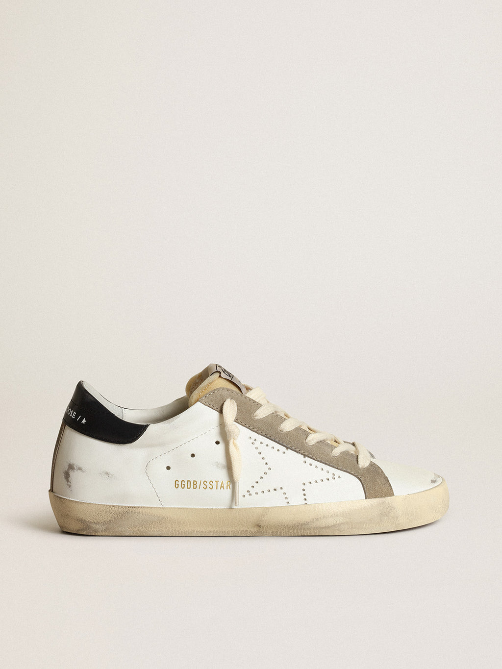 Women's Super-Star with perforated star and midnight blue heel tab| Golden Goose