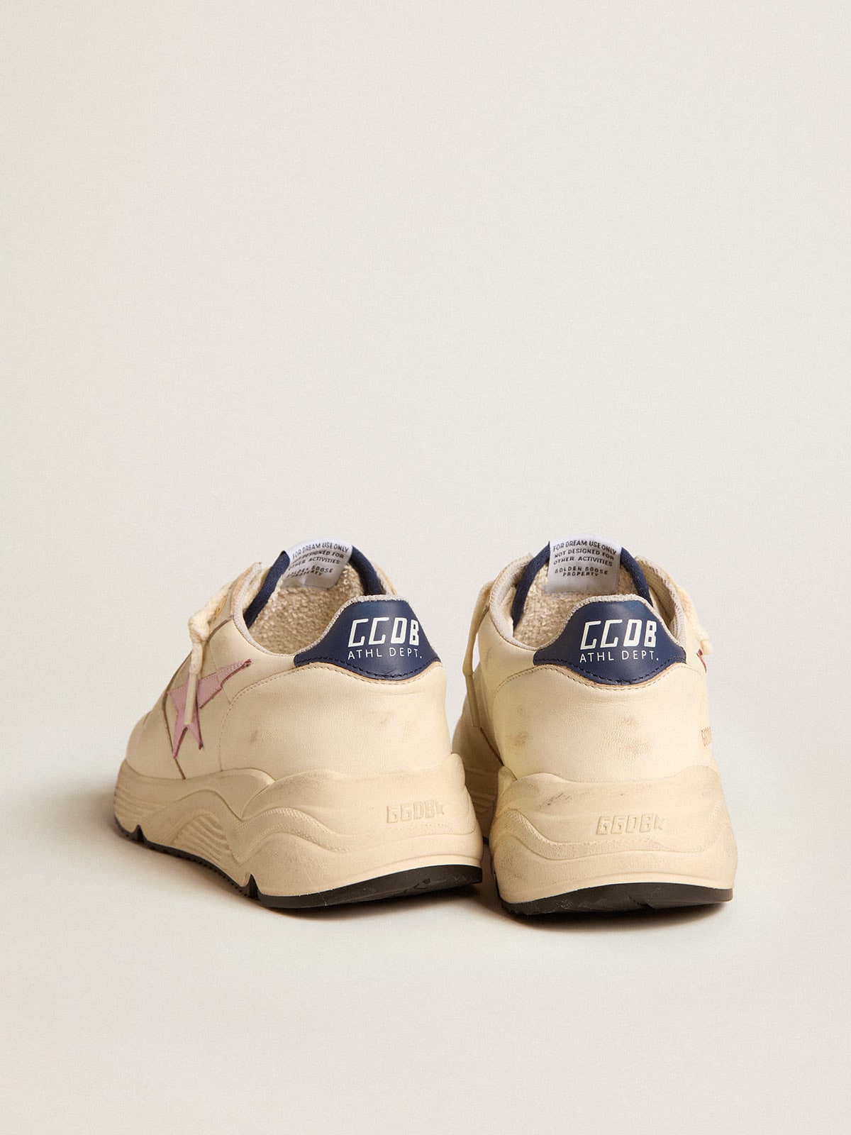 Women's Running Sole in nappa leather with pink leather star and blue leather heel tab| Golden Goose