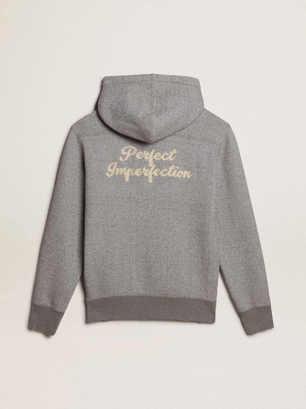 Gray melange cotton sweatshirt with hood| Golden Goose