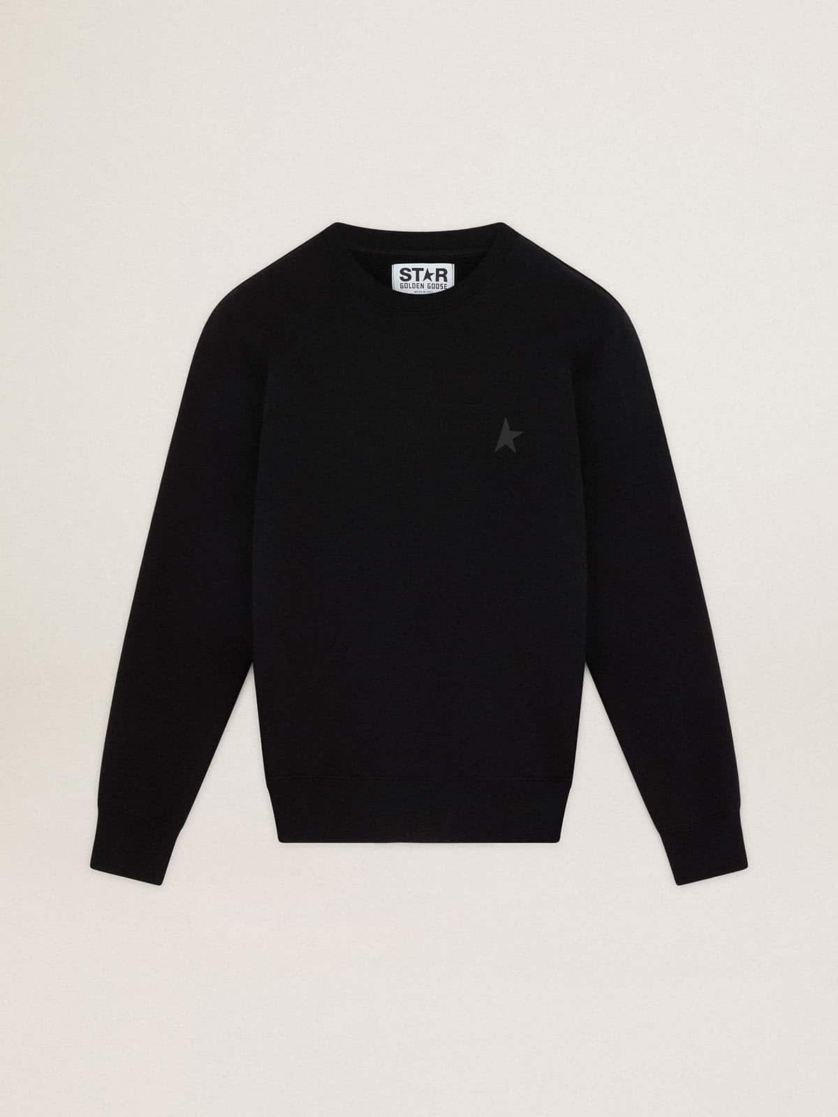 Black Archibald Star Collection sweatshirt with tone-on-tone star on the front| Golden Goose
