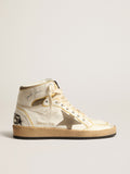 Women's Sky-Star in white nappa leather with dove-gray suede star| Golden Goose