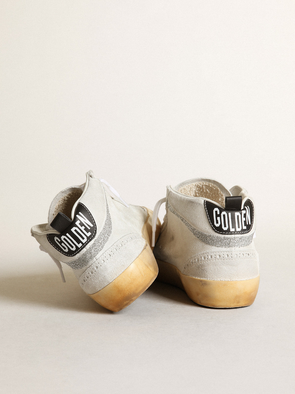 Women's Mid Star in white suede with star and Swarovski flash| Golden Goose