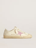 V-Star in beige nappa leather with old-rose suede star| Golden Goose