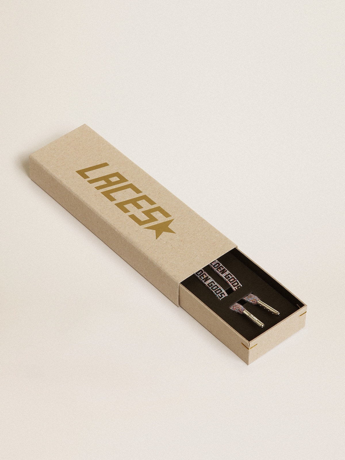 Multicolor Lurex laces with contrasting black logo| Golden Goose