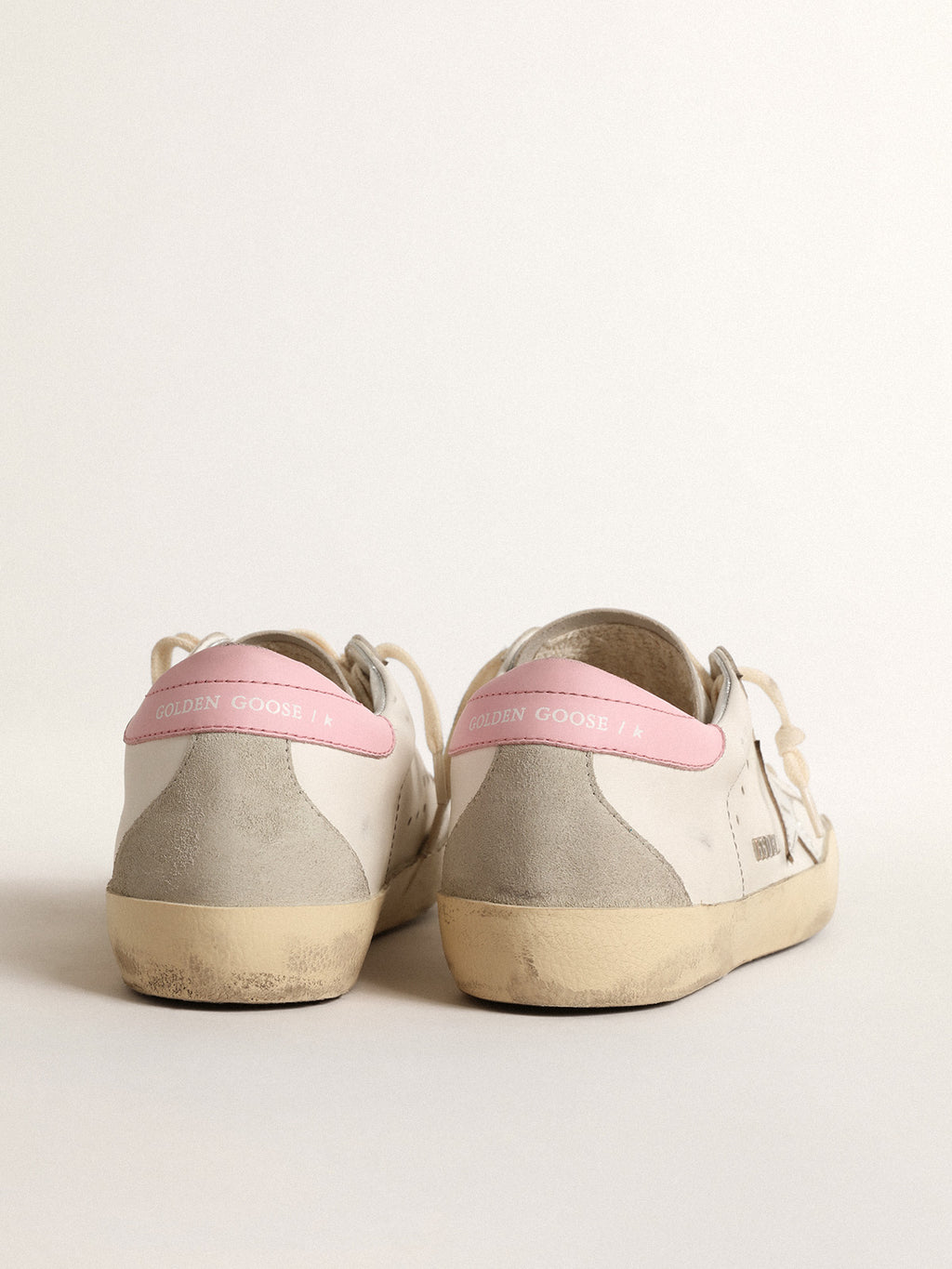Super-Star with silver leather star and pink heel tab| Golden Goose