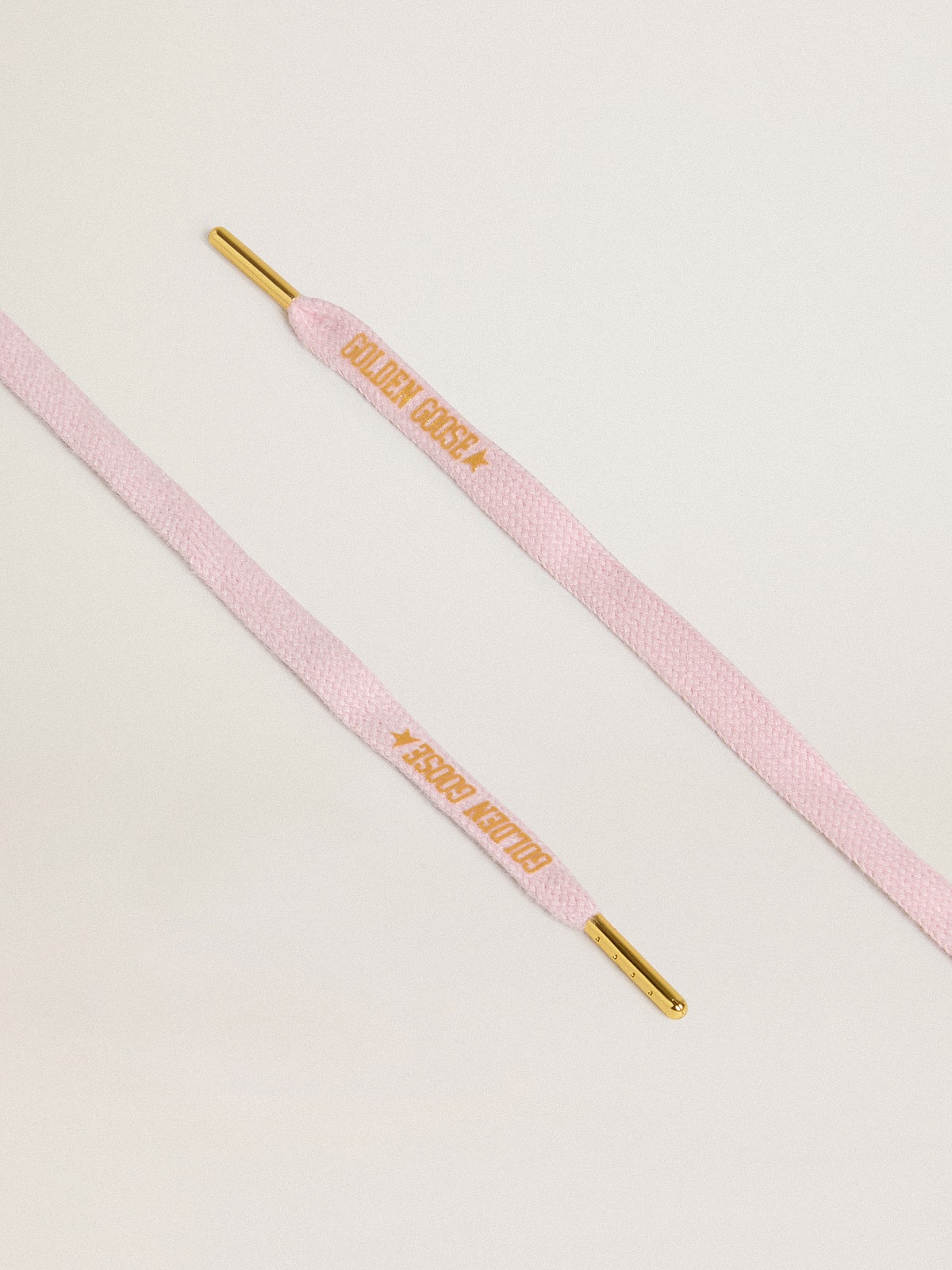 Pink cotton laces with contrasting gold-colored logo| Golden Goose