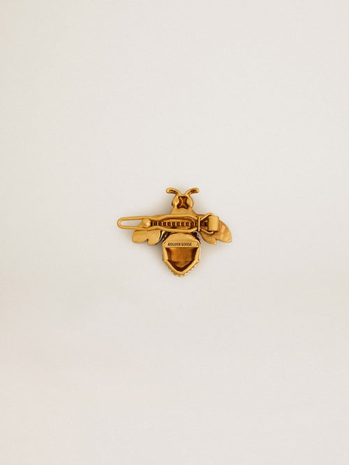Bee-shaped lace tag in antique gold color with crystals| Golden Goose