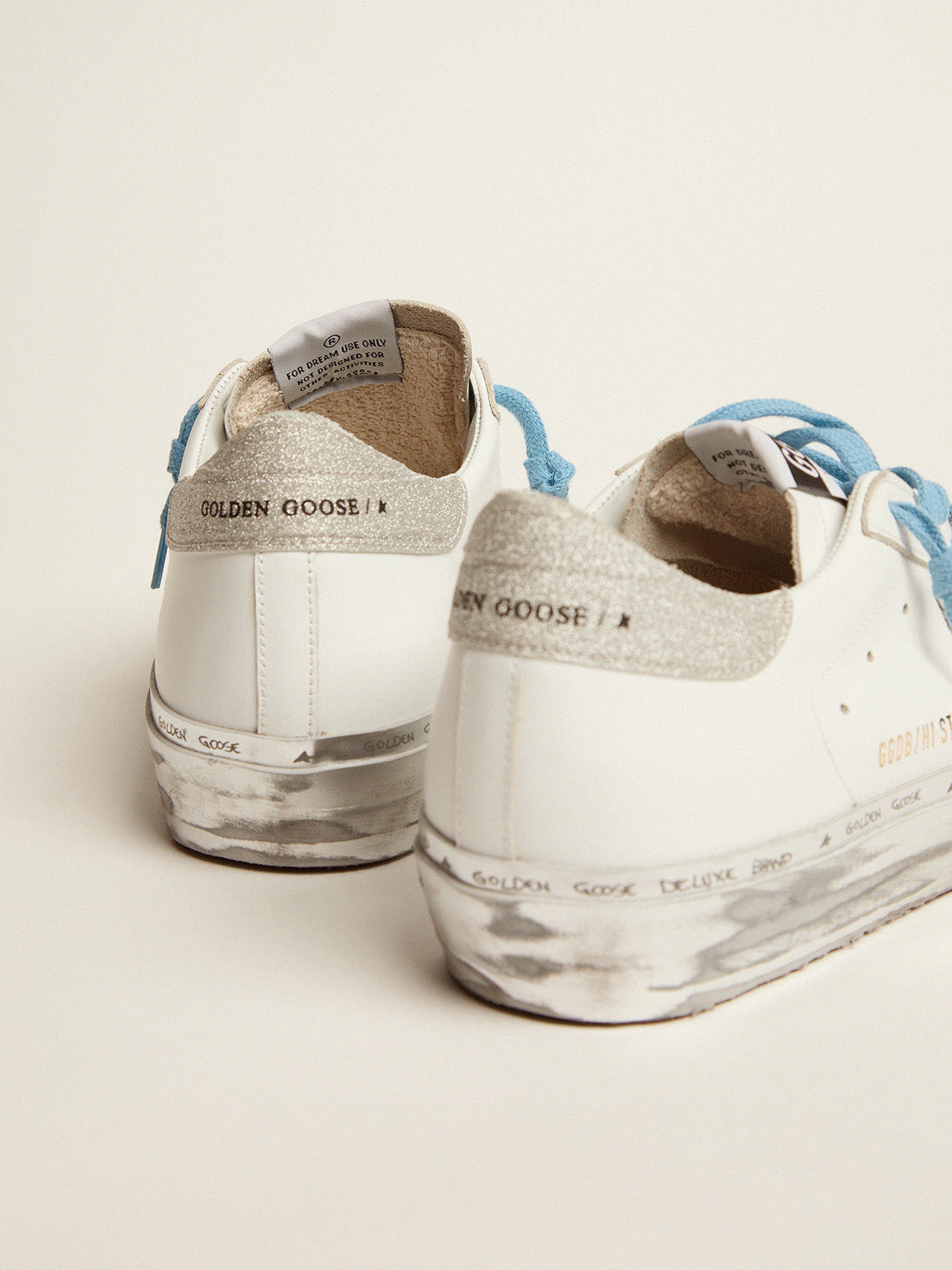 Hi Star sneakers with zebra-print pony skin star and glitter heel tab| Golden Goose
