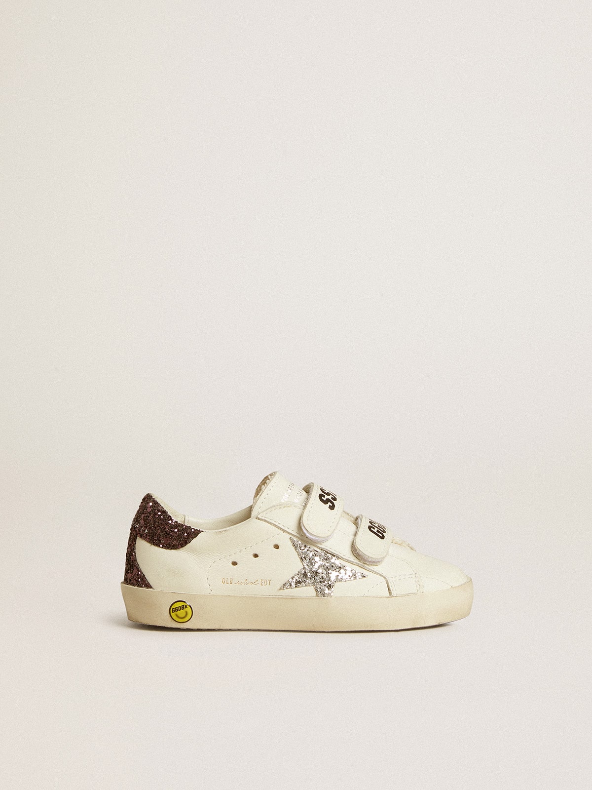 Old School Junior with silver glitter star and glitter heel tab| Golden Goose
