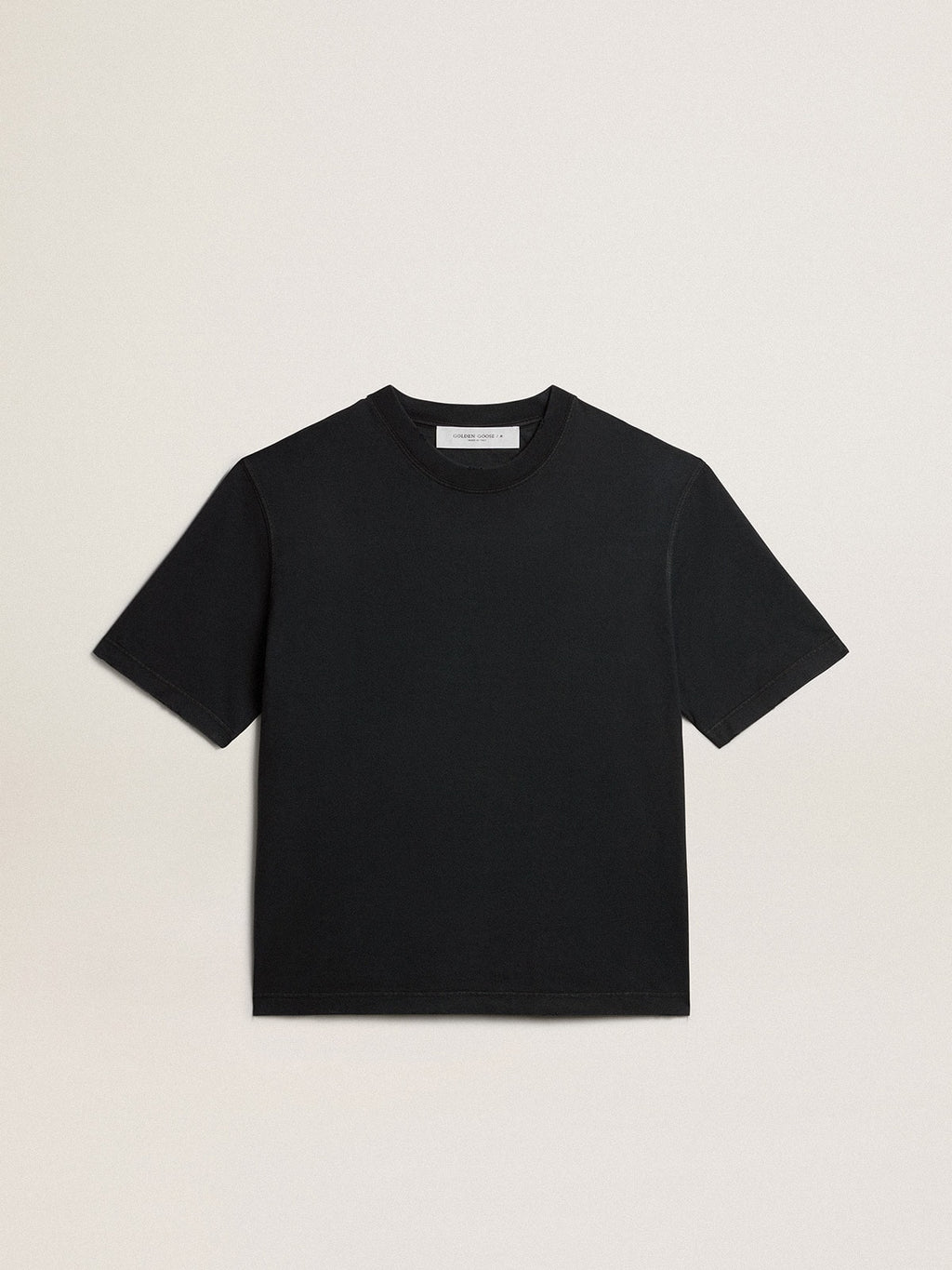 T-shirt in washed black with reverse logo on the back - Jersey Capsule| Golden Goose