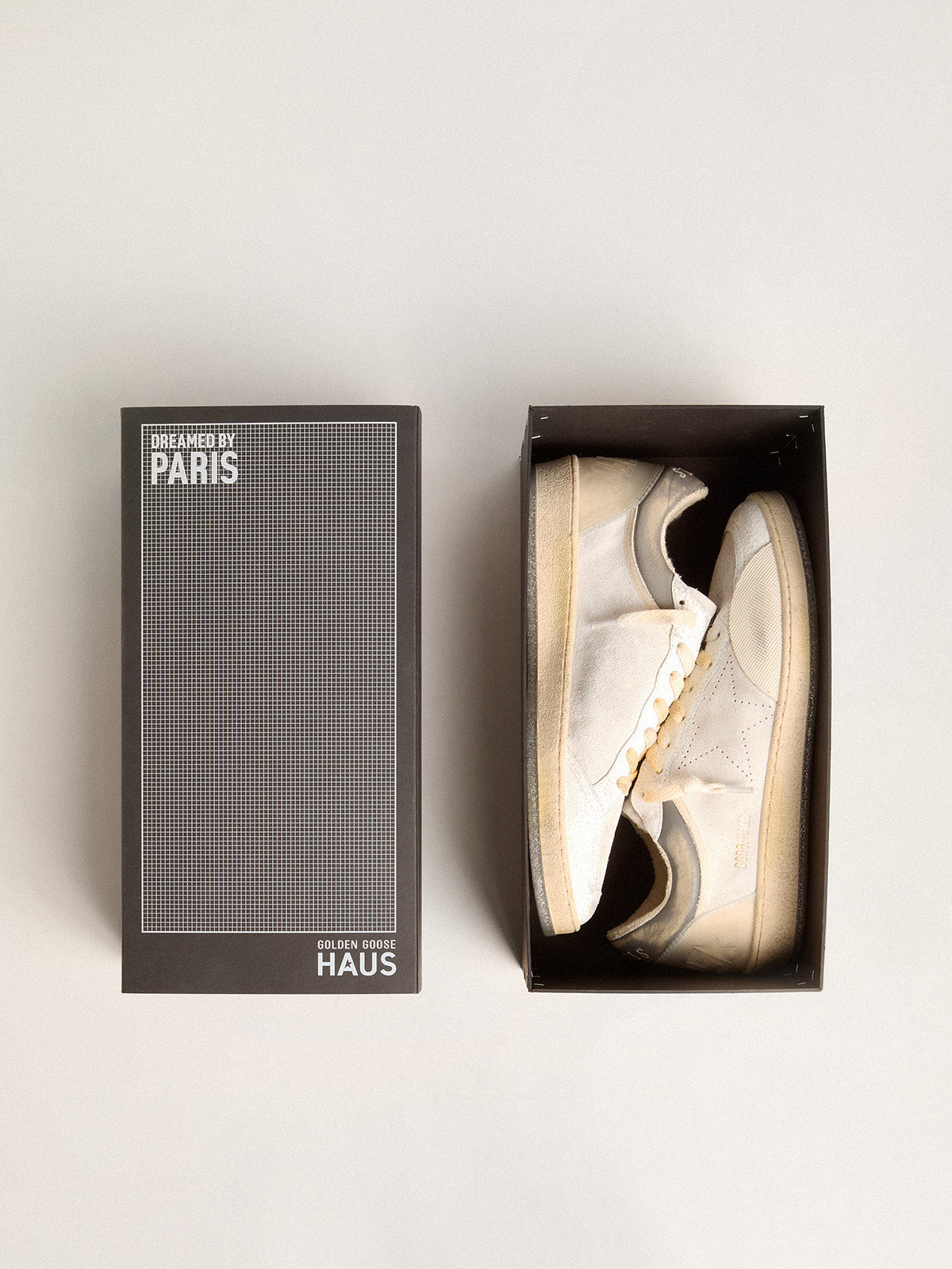 Men's Ball Star Pro in optical white leather with rubber inserts| Golden Goose