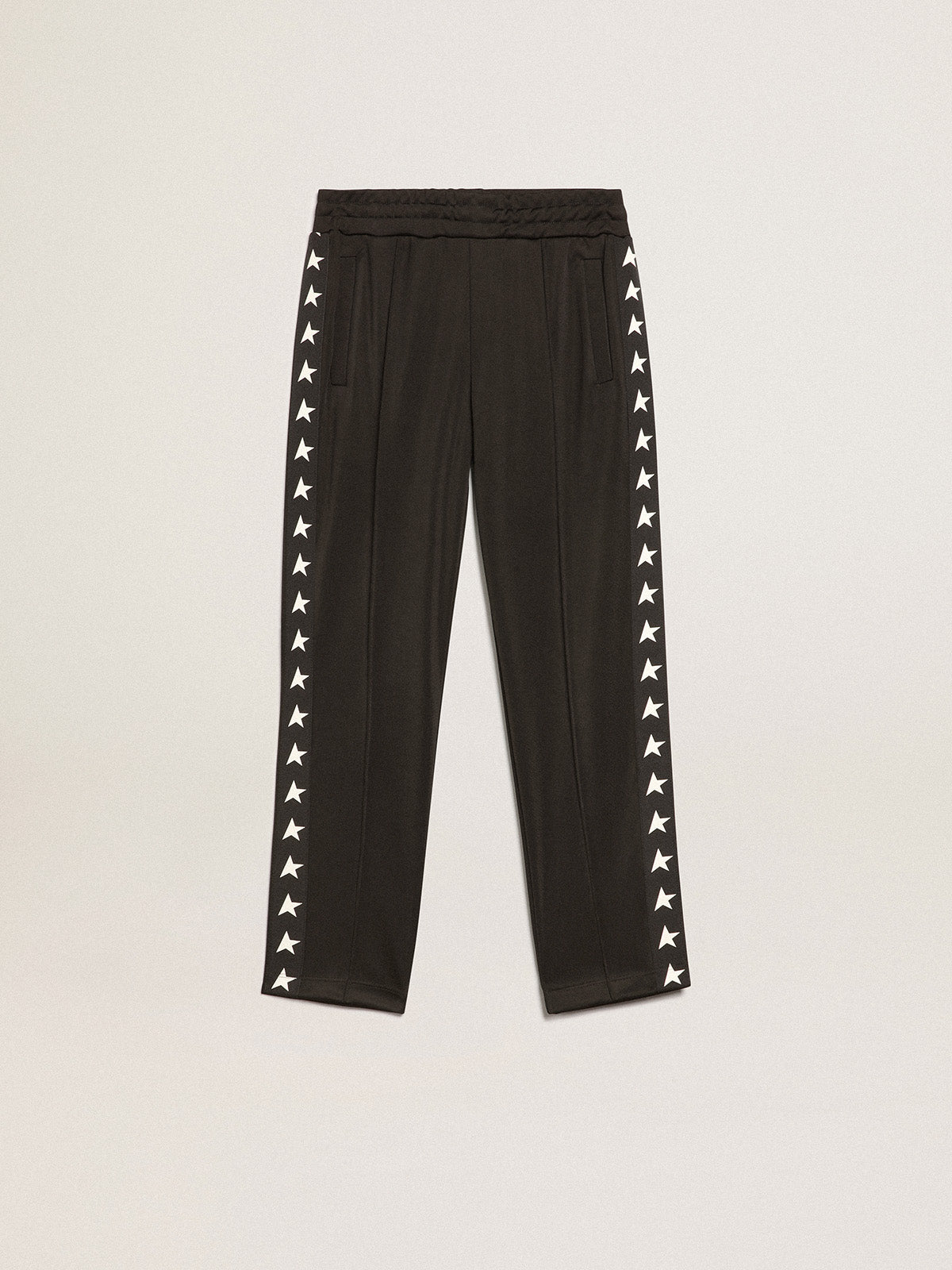 Black joggers with contrasting white stars| Golden Goose