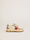 Ball Star Junior in nappa with nappa star and pink suede heel tab| Golden Goose