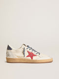 Ball Star LTD with red star and lizard-print leather heel tab| Golden Goose