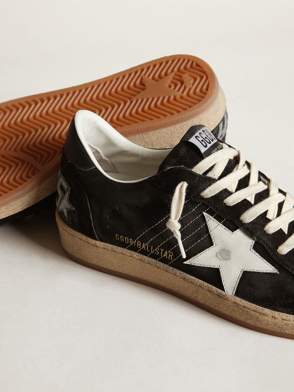 Women's Ball Star in black suede with white leather star| Golden Goose