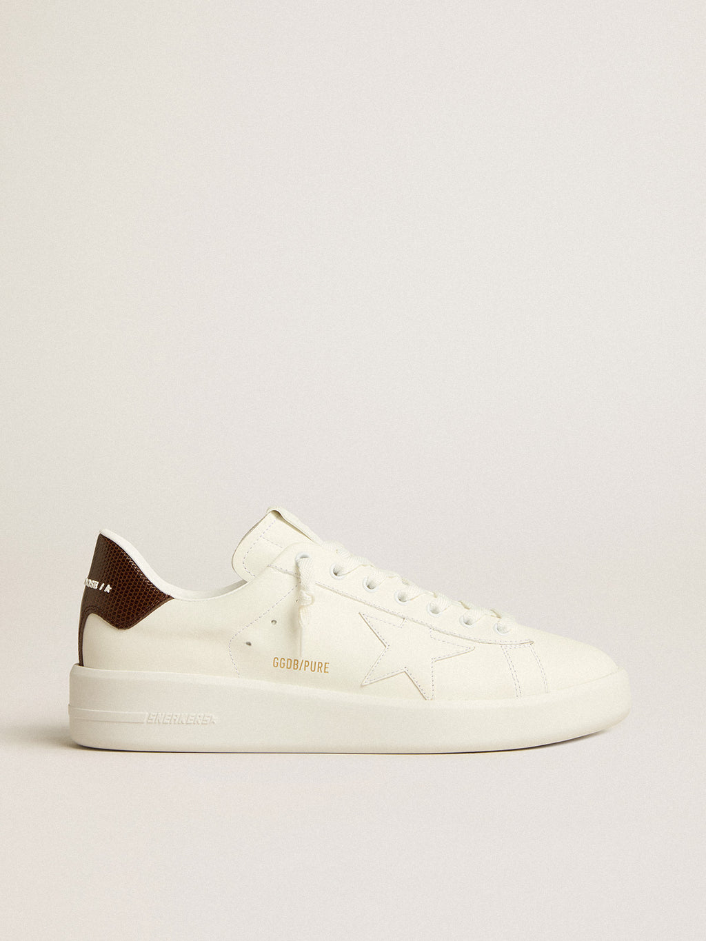 Purestar with white star and burgundy lizard-print heel tab| Golden Goose