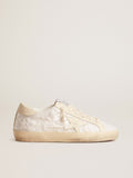 Women's Super-Star LTD in white sequins with leather star and embroidery| Golden Goose