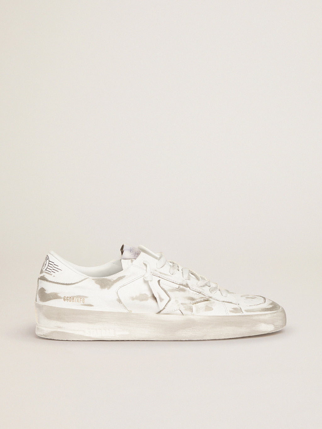 Stardan sneakers in white leather with lived-in treatment| Golden Goose