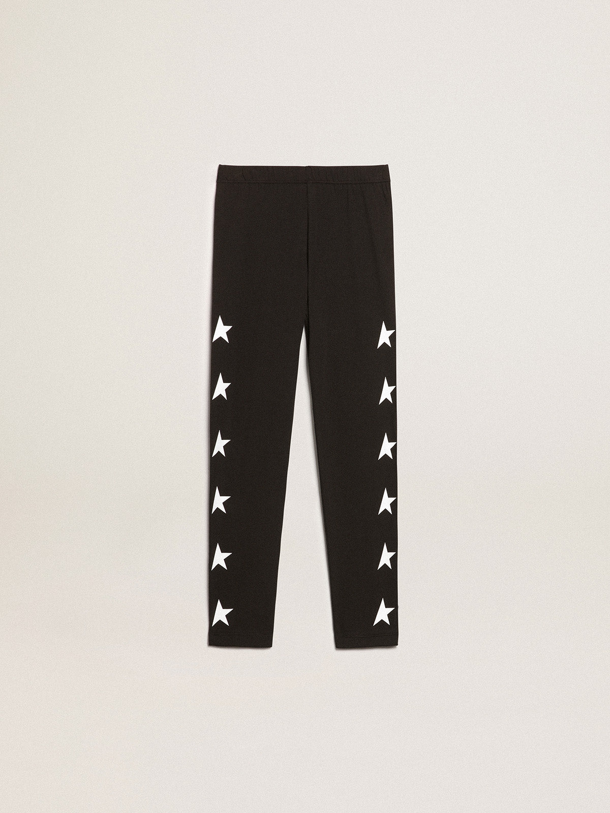 Girls' black leggings with white stars on the sides| Golden Goose
