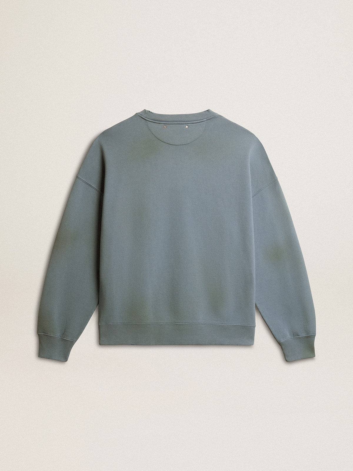 Oversized sweatshirt in baby blue with distressed finish| Golden Goose