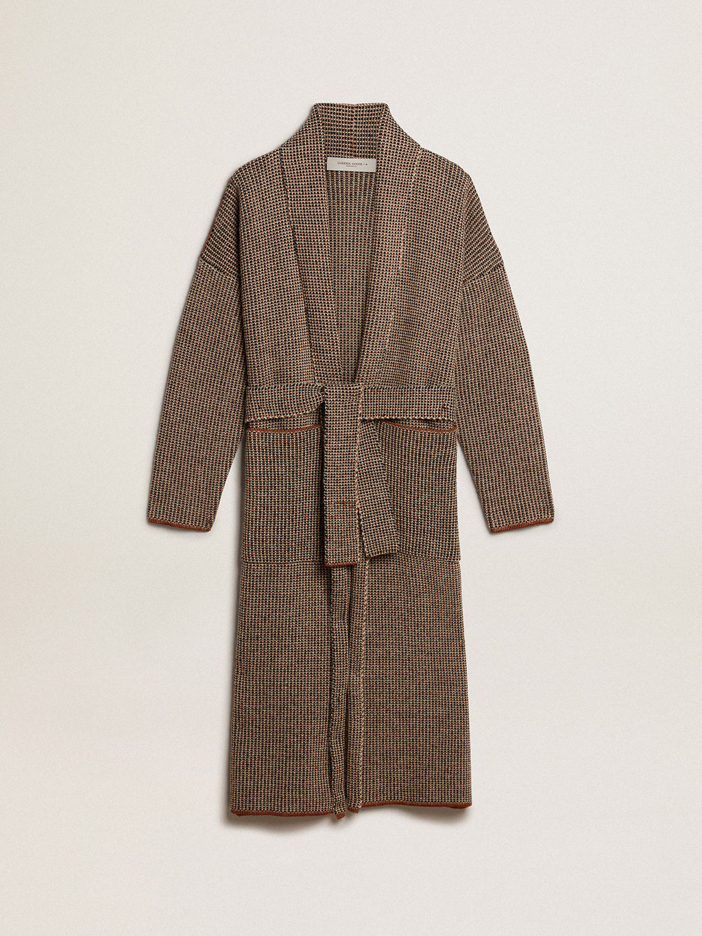 Long brown cardigan with belt| Golden Goose