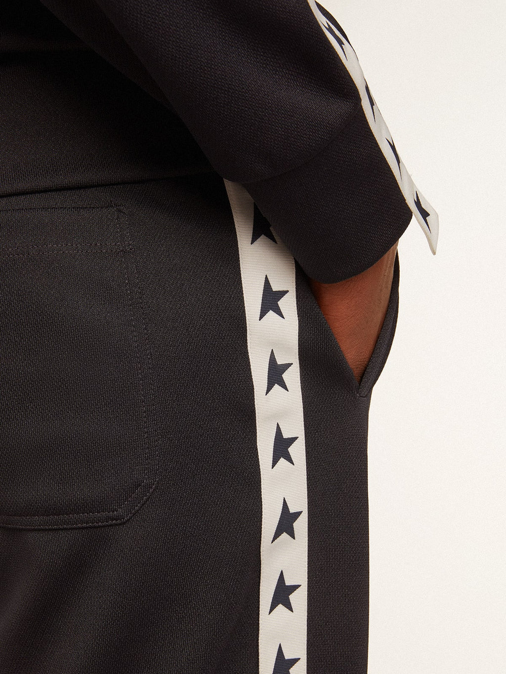 Dark blue joggers with contrasting strip and stars| Golden Goose