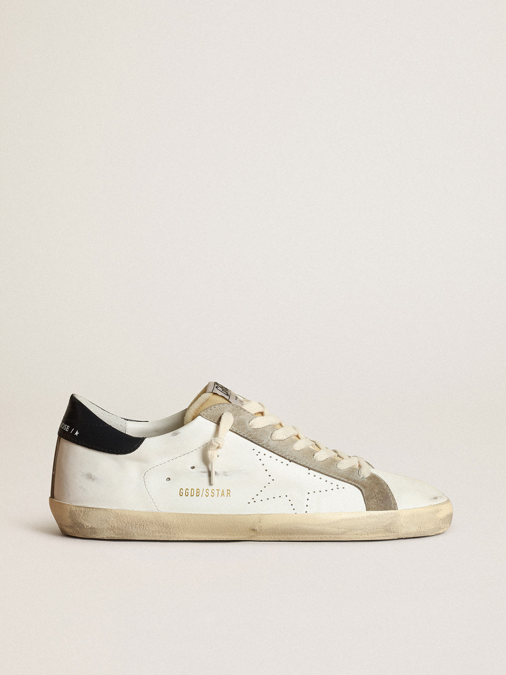 Men's Super-Star with perforated star and blue heel tab| Golden Goose