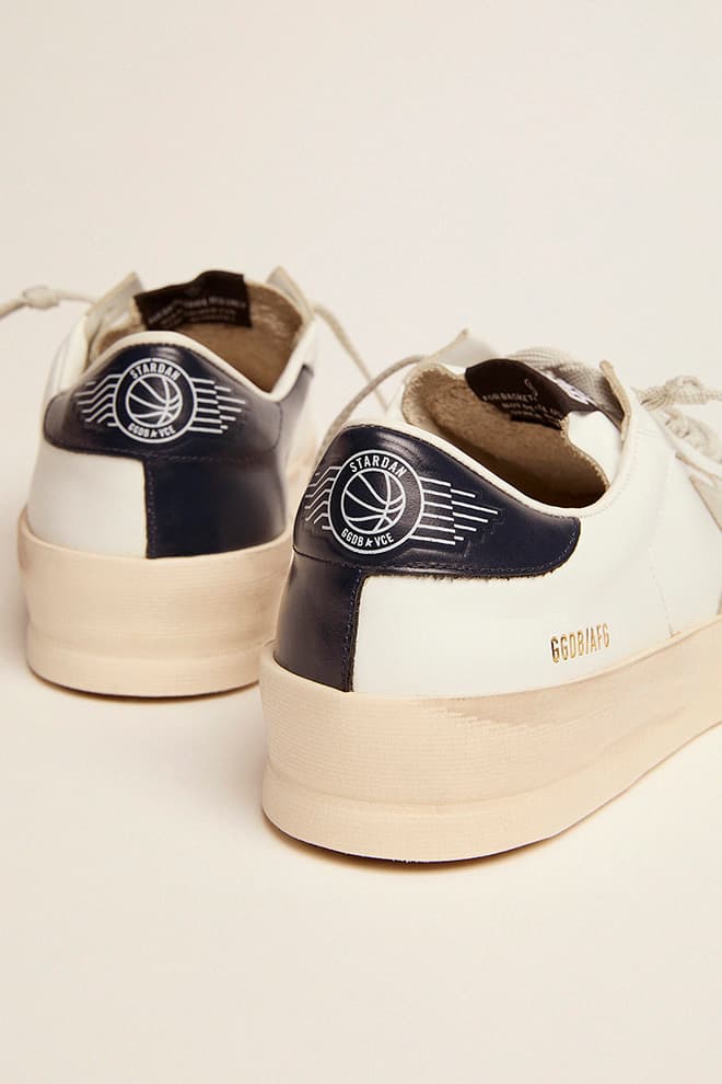 Women's Stardan with ice-gray suede star and blue heel tab| Golden Goose