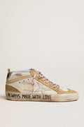 Mid Star with silver star and cream snake-print leather flash| Golden Goose