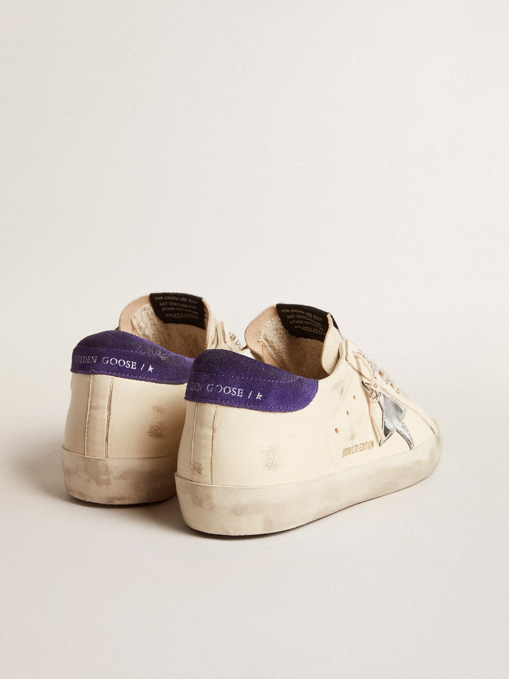 Super-Star LTD in nappa with metallic star and purple suede heel tab| Golden Goose