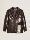 Gray single-breasted blazer with all-over sequins| Golden Goose