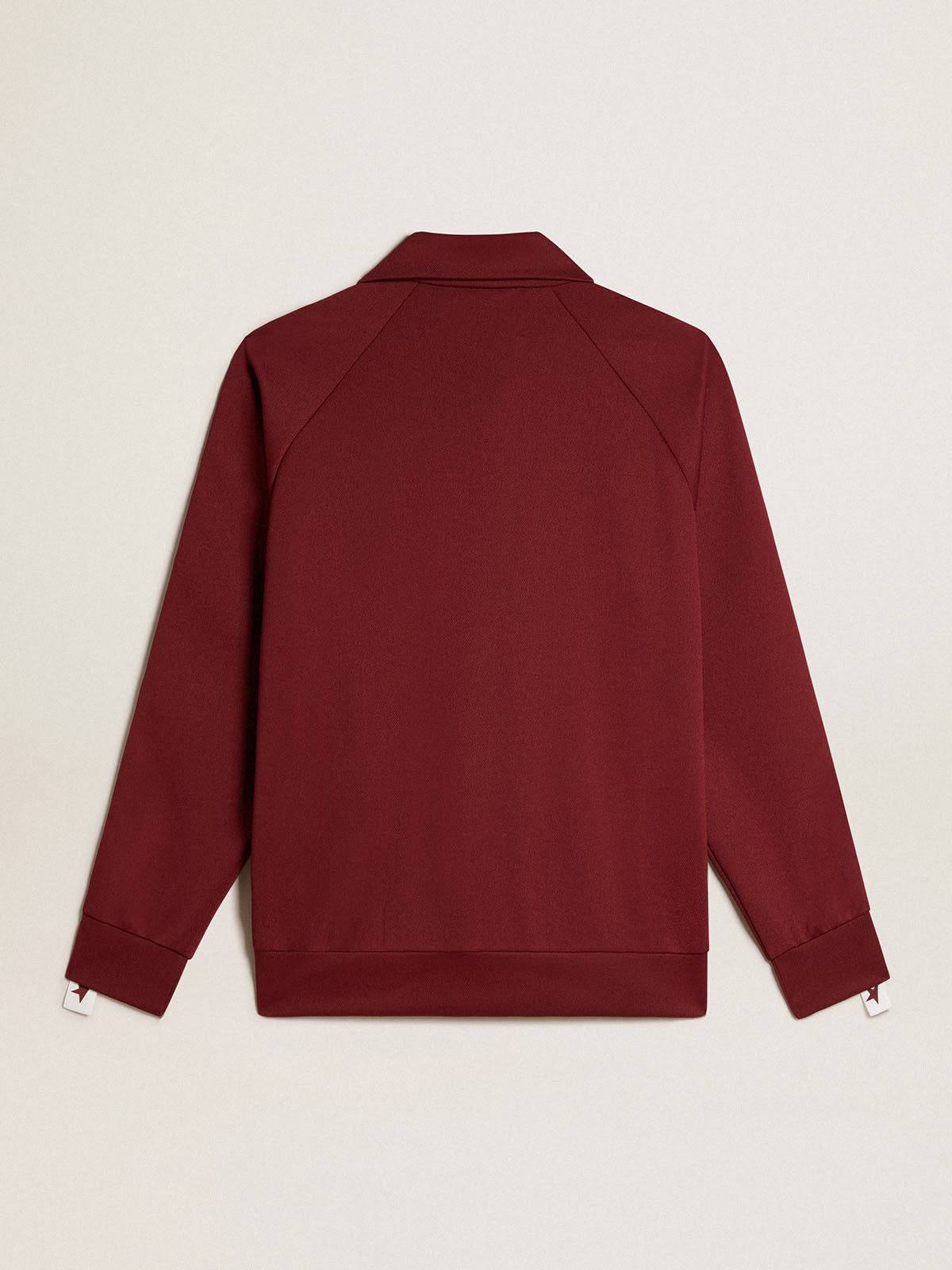 Men's burgundy zipped sweatshirt with white strip and contrasting stars| Golden Goose