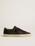Super-Star in black nubuck with perforated star and black nubuck heel tab| Golden Goose