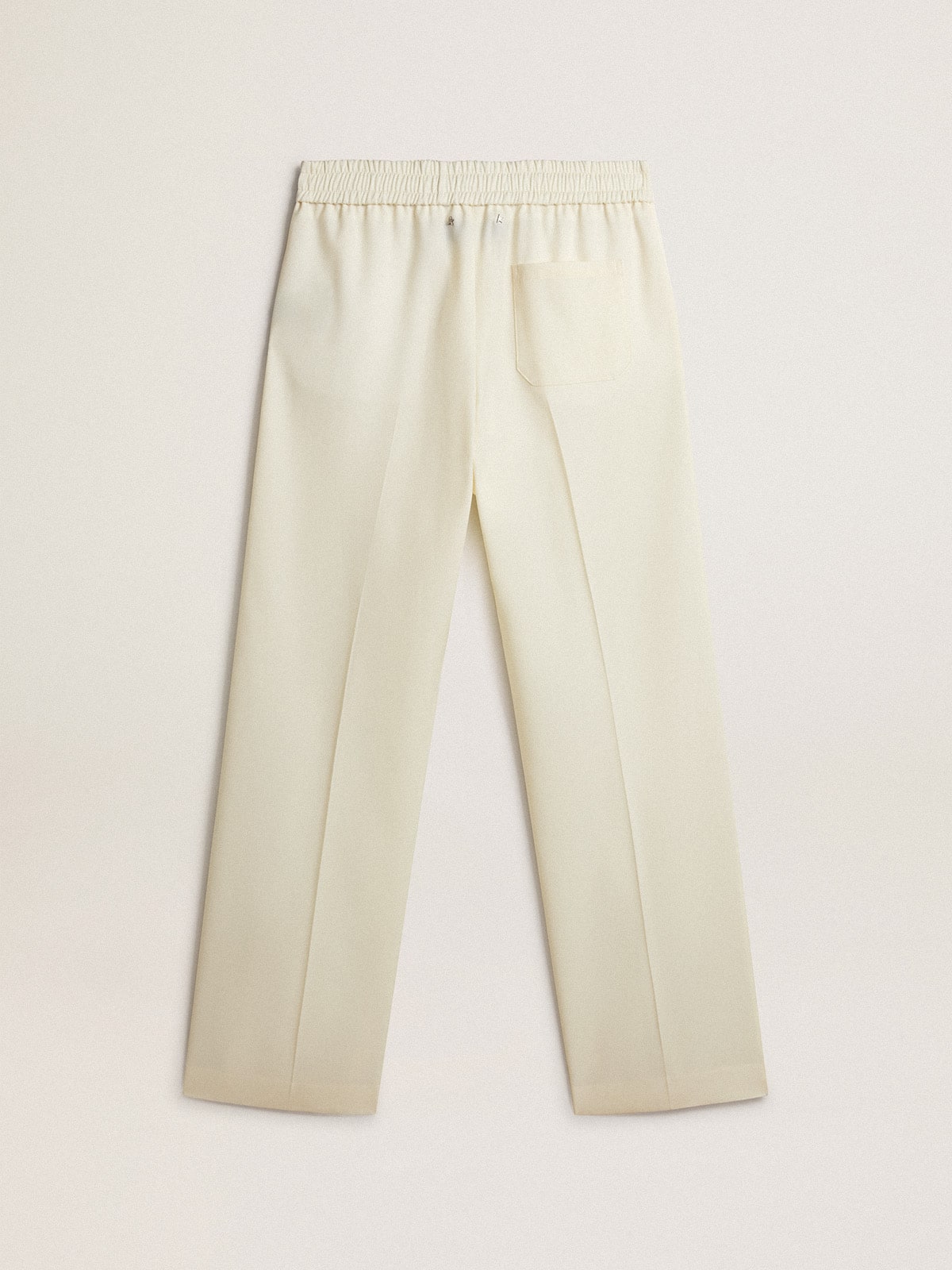 Men's aged white wool gabardine joggers| Golden Goose