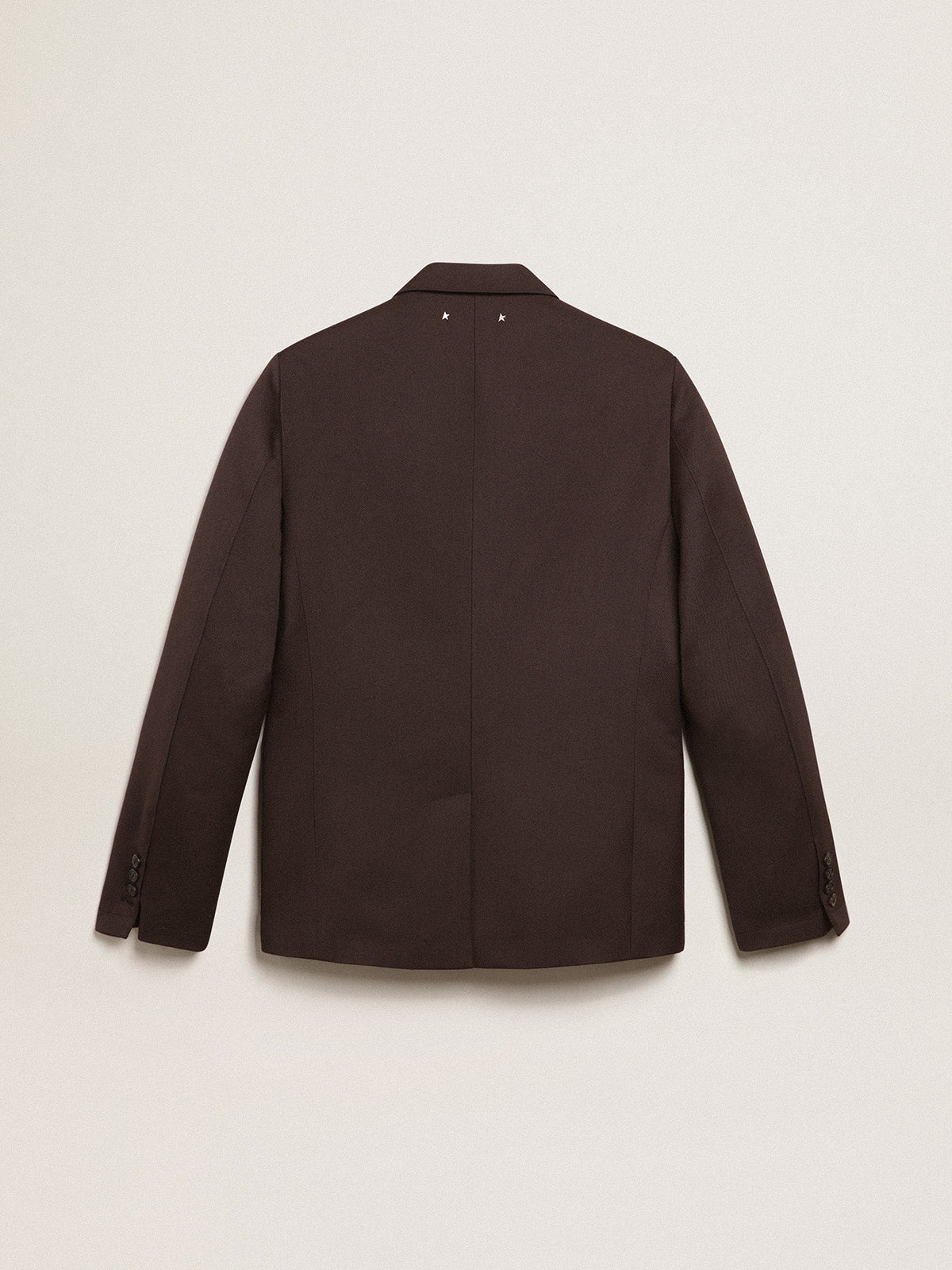 Men's single-breasted blazer in licorice wool gabardine| Golden Goose