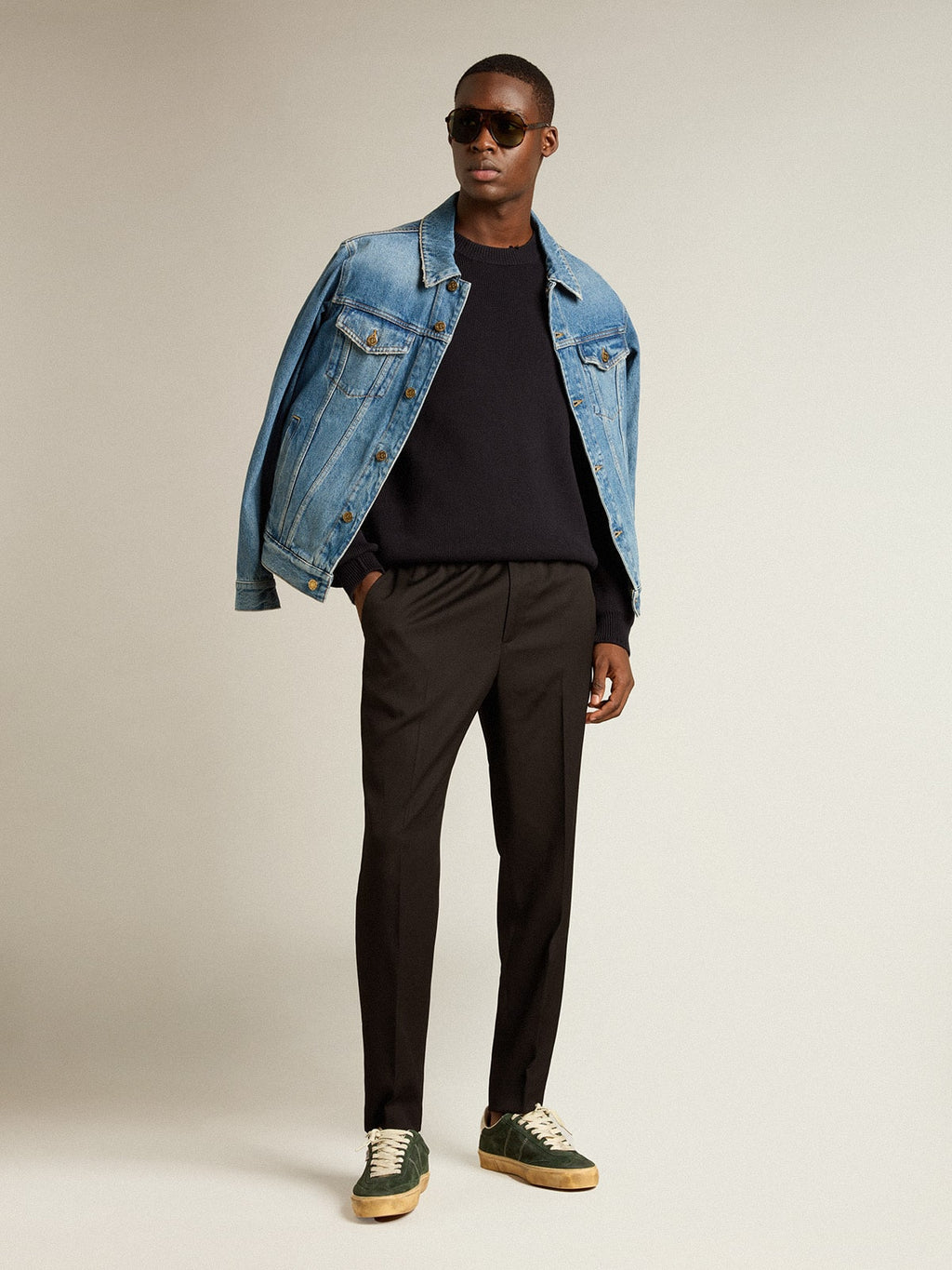 Men's denim jacket with medium wash| Golden Goose