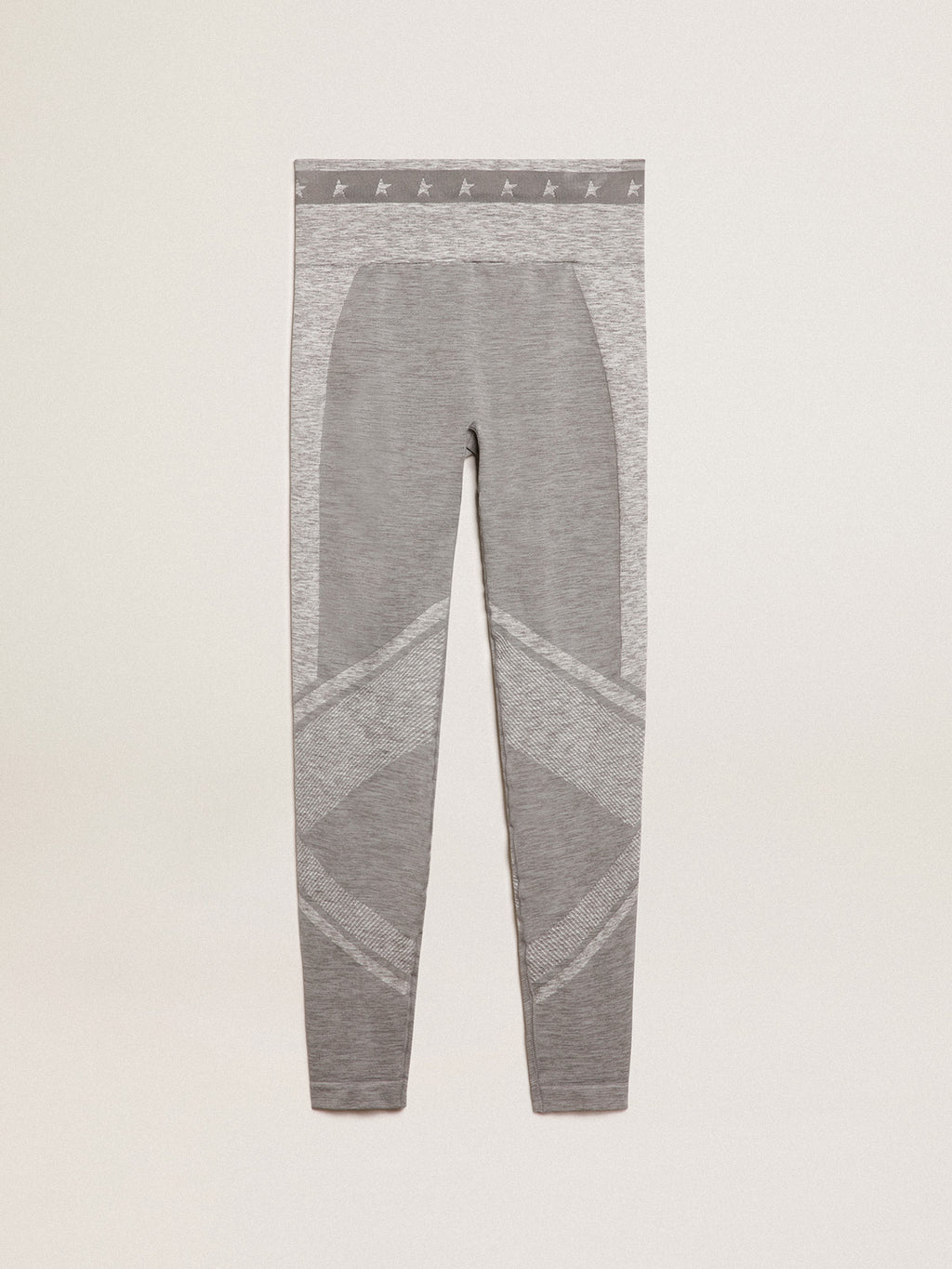 Women's gray melange leggings with mixed stitching| Golden Goose