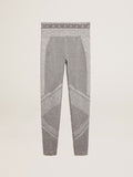Women's gray melange leggings with mixed stitching| Golden Goose