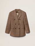 Women's brown double-breasted blazer with button fastening| Golden Goose