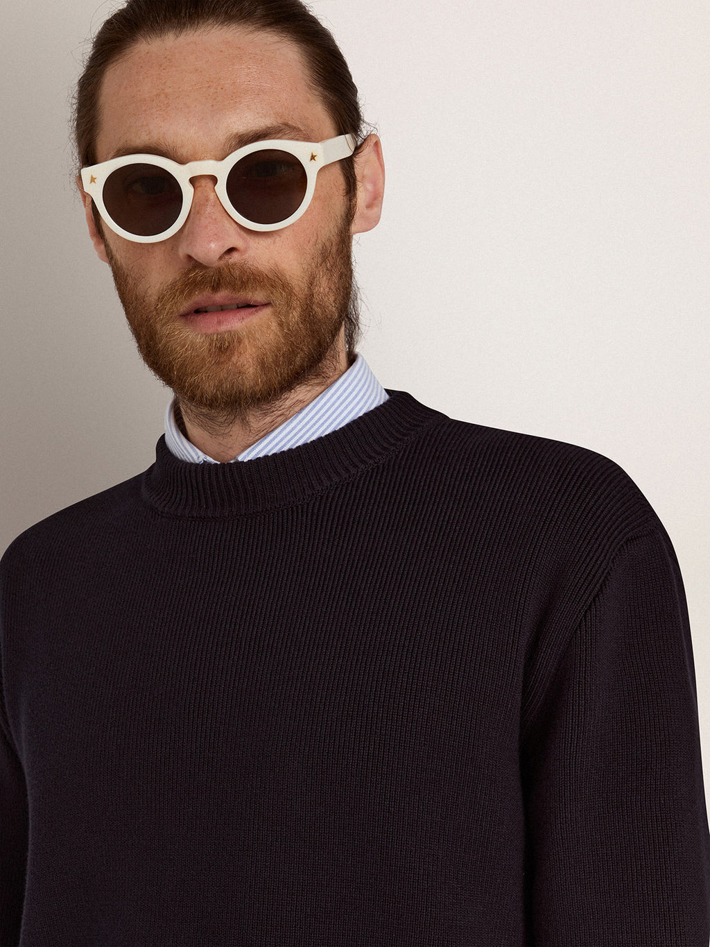 Sunglasses Panthos model with white frame and gold details| Golden Goose
