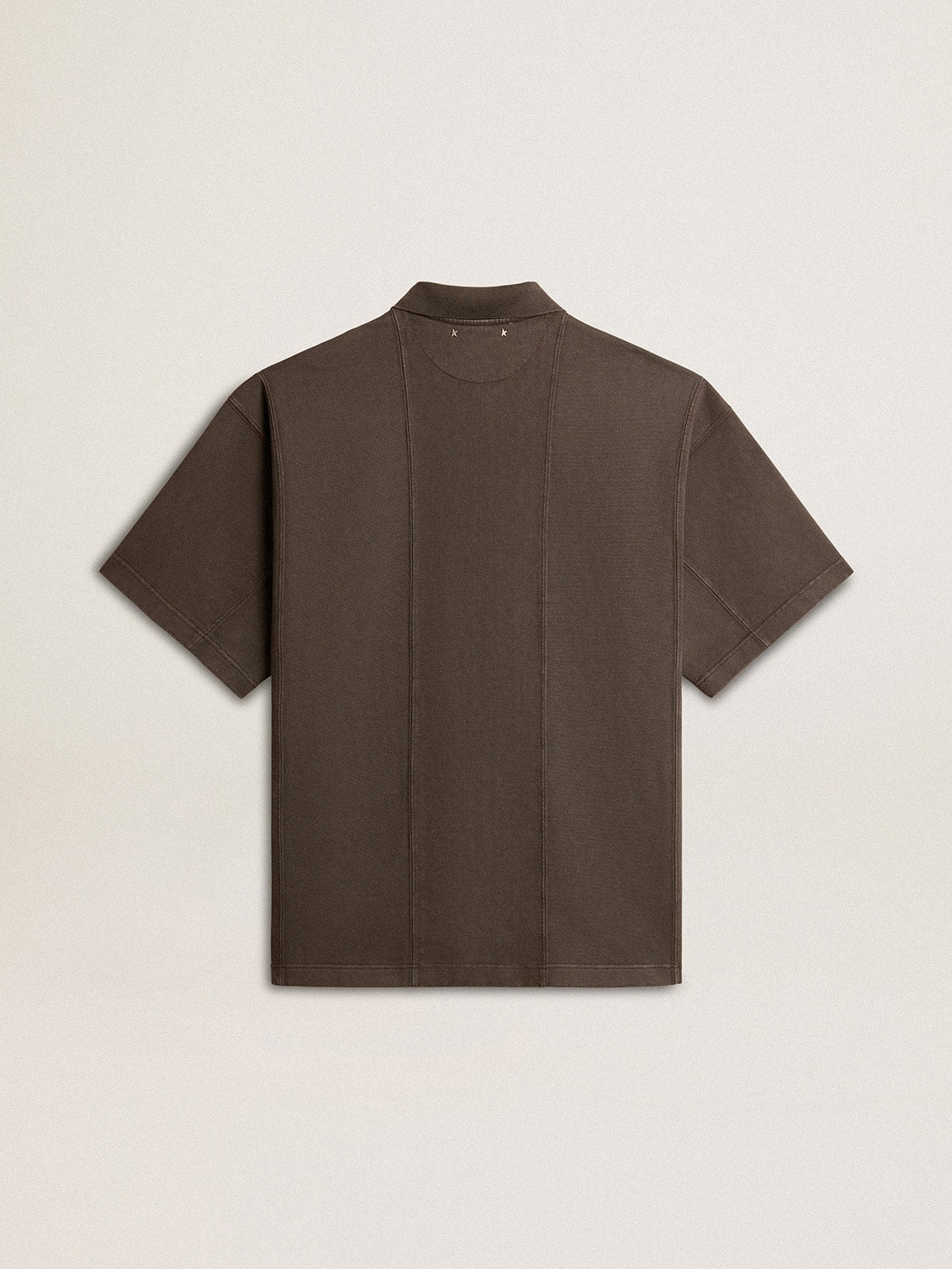 Men's cotton polo shirt in anthracite gray with embroidery| Golden Goose
