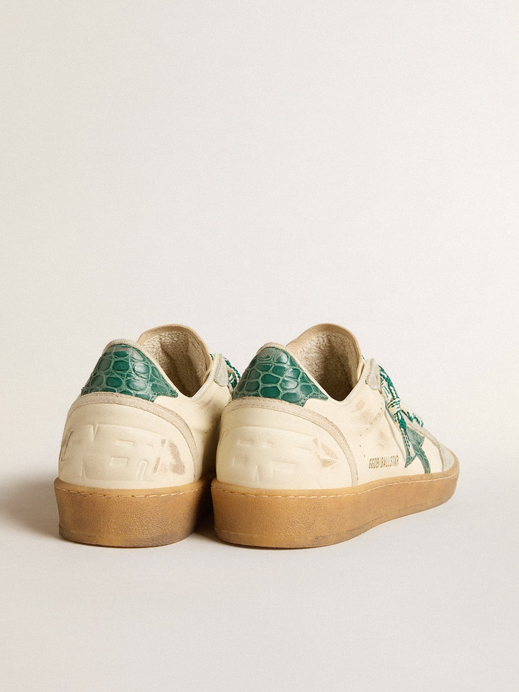 Women's Ball Star LTD in nappa with green crocodile-print leather star| Golden Goose