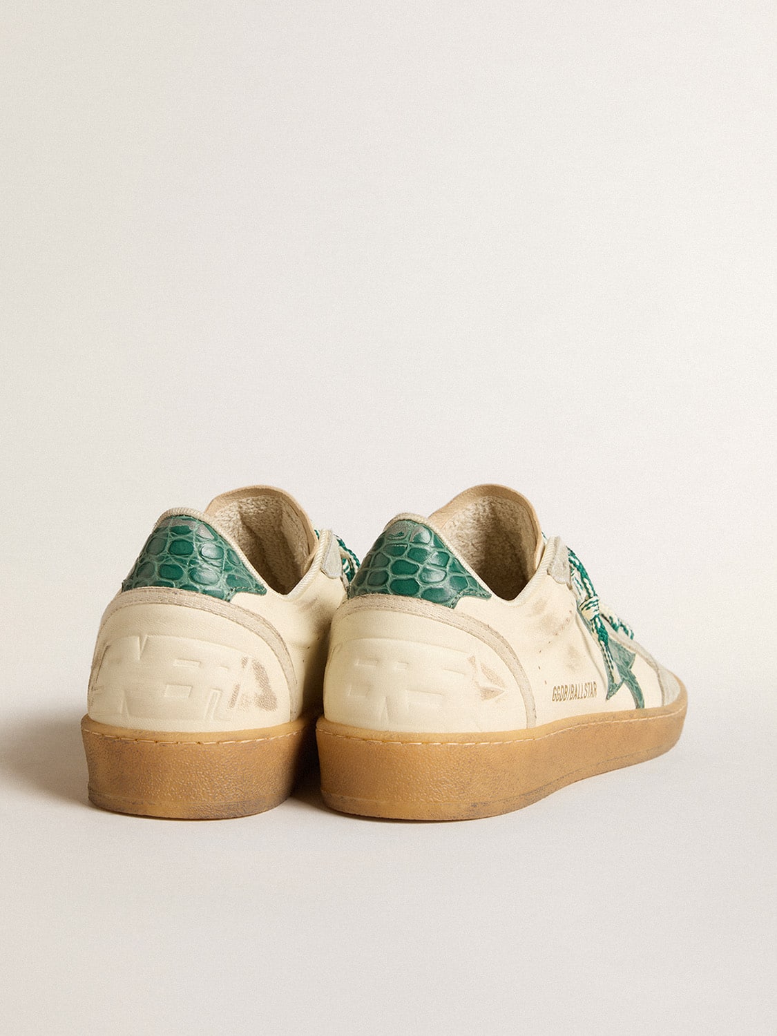 Women's Ball Star LTD in nappa with green crocodile-print leather star| Golden Goose